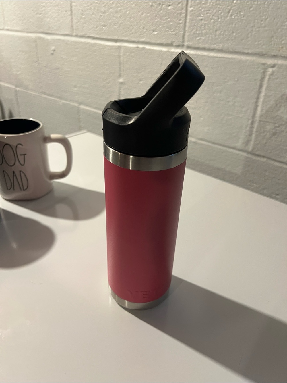 Yeti 18oz Rambler Pink Stainless Steel Water Bottle with Black Lid